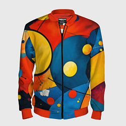 Бомбер мужской Динамичный красочный паттерн, цвет: 3D-красный