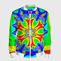 Бомбер мужской Неоновая психоделика узор, цвет: 3D-белый