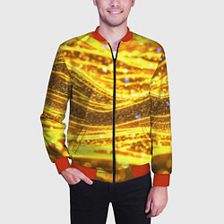 Бомбер мужской Золотые блестящие волны, цвет: 3D-красный — фото 2