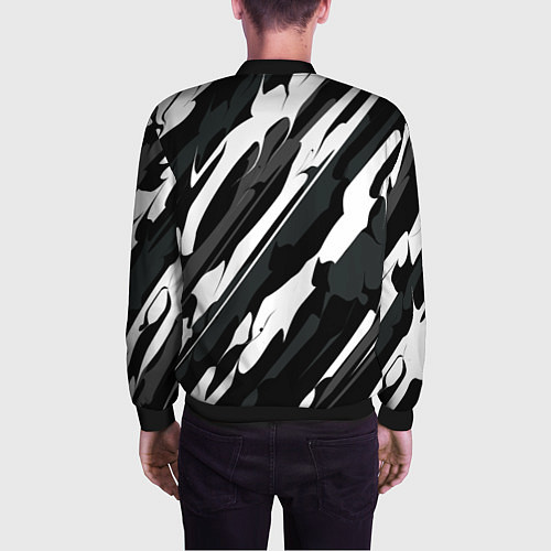 Мужской бомбер Разводы белым на черном / 3D-Черный – фото 4