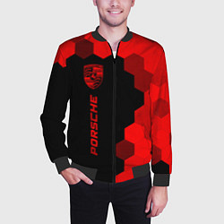 Бомбер мужской Porsche - red gradient по-вертикали, цвет: 3D-черный — фото 2