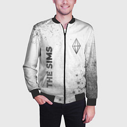 Бомбер мужской The Sims - white gradient вертикально, цвет: 3D-черный — фото 2
