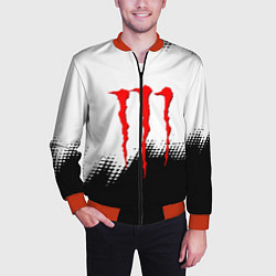 Бомбер мужской Monster energy чёрно белые краски, цвет: 3D-красный — фото 2