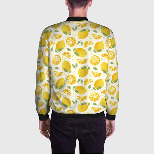 Мужской бомбер Сочные лимоны - паттерн / 3D-Черный – фото 4