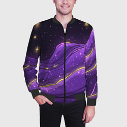 Бомбер мужской Фиолетовая текстура с золотыми звездочками, цвет: 3D-черный — фото 2