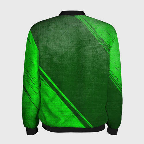 Мужской бомбер Disturbed - green gradient вертикально / 3D-Черный – фото 2