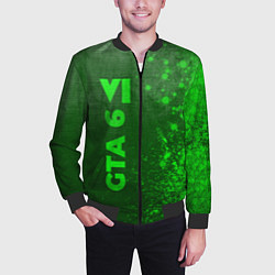 Бомбер мужской GTA 6 - green gradient по-вертикали, цвет: 3D-черный — фото 2