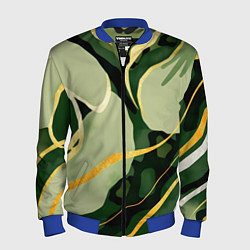 Бомбер мужской Зеленый природный паттерн, цвет: 3D-синий