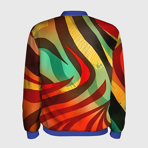 Мужской бомбер Жаркая полосатая абстракция / 3D-Синий – фото 2