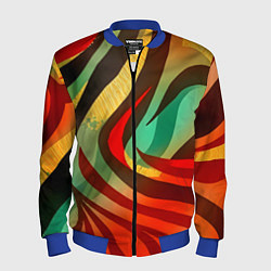 Бомбер мужской Жаркая полосатая абстракция, цвет: 3D-синий