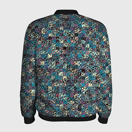 Мужской бомбер Бордово-голубой квадратный паттерн / 3D-Черный – фото 2