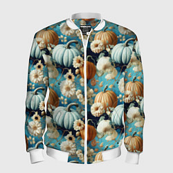 Бомбер мужской Маленькие тыковки, цвет: 3D-белый