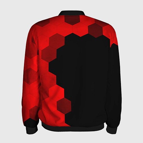 Мужской бомбер Jaguar - red gradient по-вертикали / 3D-Черный – фото 2
