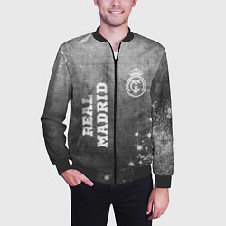 Бомбер мужской Real Madrid - grey gradient вертикально, цвет: 3D-черный — фото 2