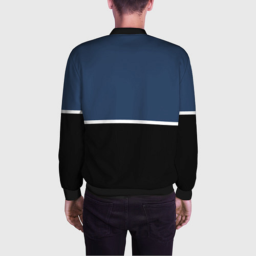 Мужской бомбер Sport сине-чёрный с полосой / 3D-Черный – фото 4
