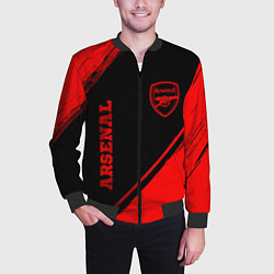 Бомбер мужской Arsenal - red gradient вертикально, цвет: 3D-черный — фото 2