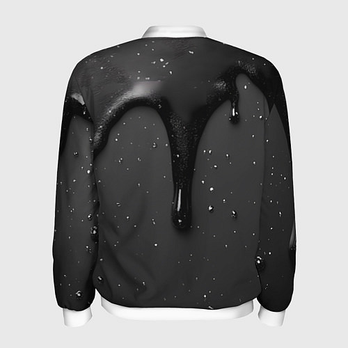 Мужской бомбер Черная текстура - хром / 3D-Белый – фото 2