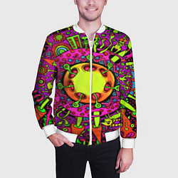 Бомбер мужской Кислотные грибы оптические, цвет: 3D-белый — фото 2
