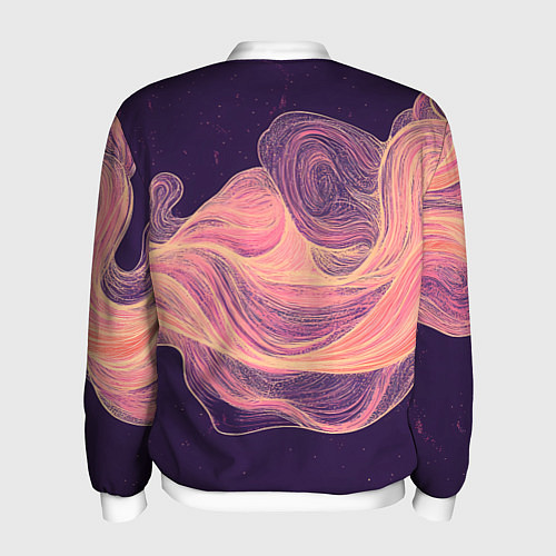 Мужской бомбер Бежевые волны текстура / 3D-Белый – фото 2