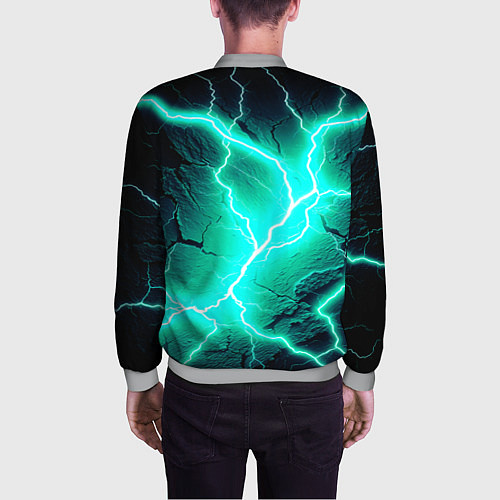 Мужской бомбер Color light blue black / 3D-Меланж – фото 4