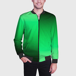 Бомбер мужской Чёрно-зелёный градиент пополам, цвет: 3D-черный — фото 2