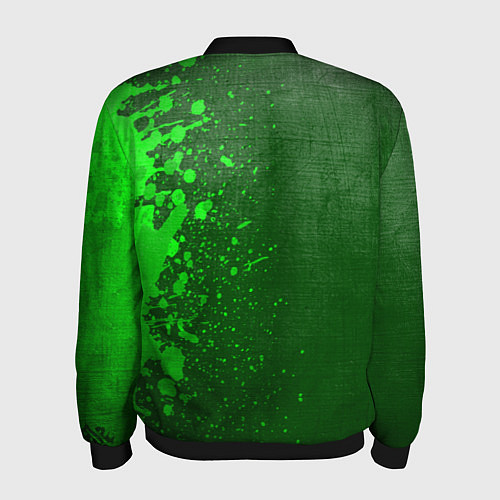 Мужской бомбер Chainsaw Man - green gradient по-вертикали / 3D-Черный – фото 2
