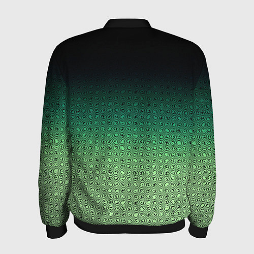 Мужской бомбер Чёрно-зелёный градиент с узором / 3D-Черный – фото 2
