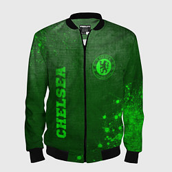 Бомбер мужской Chelsea - green gradient вертикально, цвет: 3D-черный