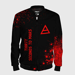 Бомбер мужской Thirty Seconds to Mars - red gradient вертикально, цвет: 3D-черный