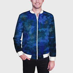 Бомбер мужской Абстракция - blue uniform camouflage, цвет: 3D-белый — фото 2