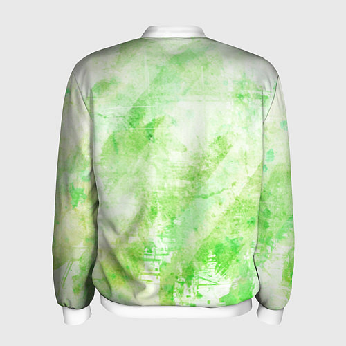 Мужской бомбер Абстракция - light green atom / 3D-Белый – фото 2