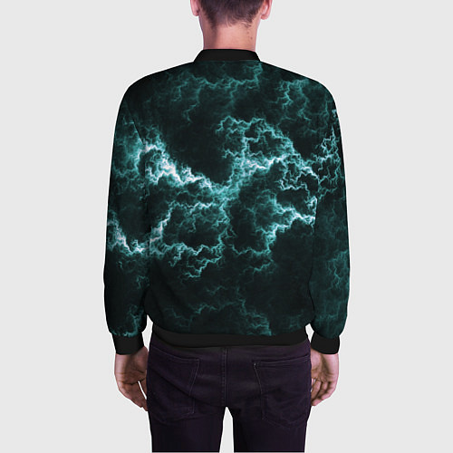 Мужской бомбер Lightning light blue line / 3D-Черный – фото 4