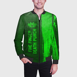 Бомбер мужской Five Finger Death Punch - green gradient по-вертик, цвет: 3D-черный — фото 2