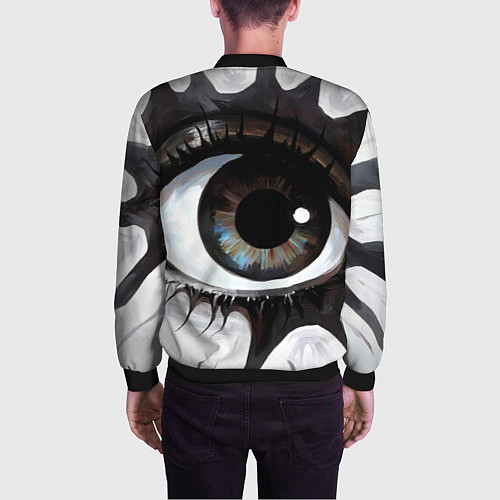 Мужской бомбер Глаз и щупальца - психоделика / 3D-Черный – фото 4