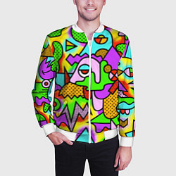 Бомбер мужской Абстрактный цветной паттерн, цвет: 3D-белый — фото 2