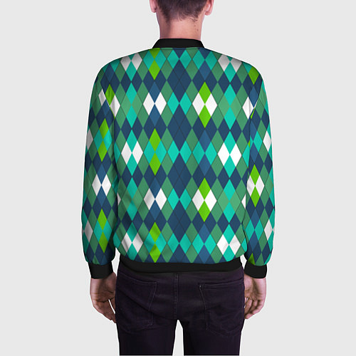 Мужской бомбер Разноцветные ромбы геометрия / 3D-Черный – фото 4