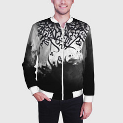 Бомбер мужской Гранж каллиграфия, цвет: 3D-белый — фото 2