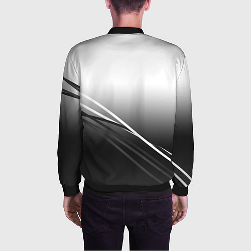Мужской бомбер Градиент с полосами из белого в тёмный / 3D-Черный – фото 4