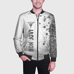 Бомбер мужской Bon Jovi - white gradient по-вертикали, цвет: 3D-черный — фото 2