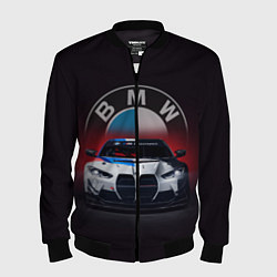 Мужской бомбер BMW на красном фоне