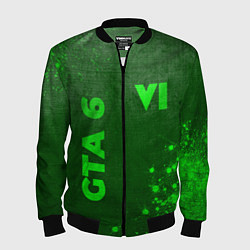 Бомбер мужской GTA 6 - green gradient вертикально, цвет: 3D-черный