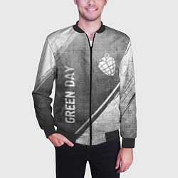 Бомбер мужской Green Day - grey gradient вертикально, цвет: 3D-черный — фото 2