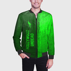 Бомбер мужской Hollywood Undead - green gradient по-вертикали, цвет: 3D-черный — фото 2