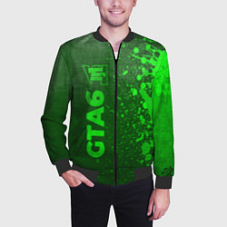 Бомбер мужской GTA6 - green gradient по-вертикали, цвет: 3D-черный — фото 2