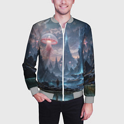 Бомбер мужской Фантастический мир с медузами и озеро у гор, цвет: 3D-меланж — фото 2