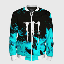 Бомбер мужской Monster energy голубой огонь, цвет: 3D-белый