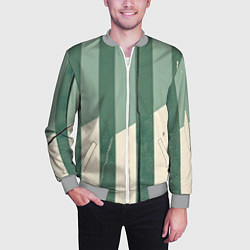 Бомбер мужской Зеленые полосы, цвет: 3D-меланж — фото 2