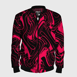Мужской бомбер Чёрно-розовый абстрактные линии