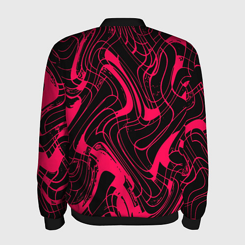 Мужской бомбер Чёрно-розовый абстрактные линии / 3D-Черный – фото 2