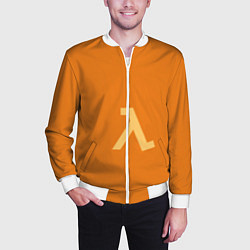 Бомбер мужской Half-Life orange, цвет: 3D-белый — фото 2